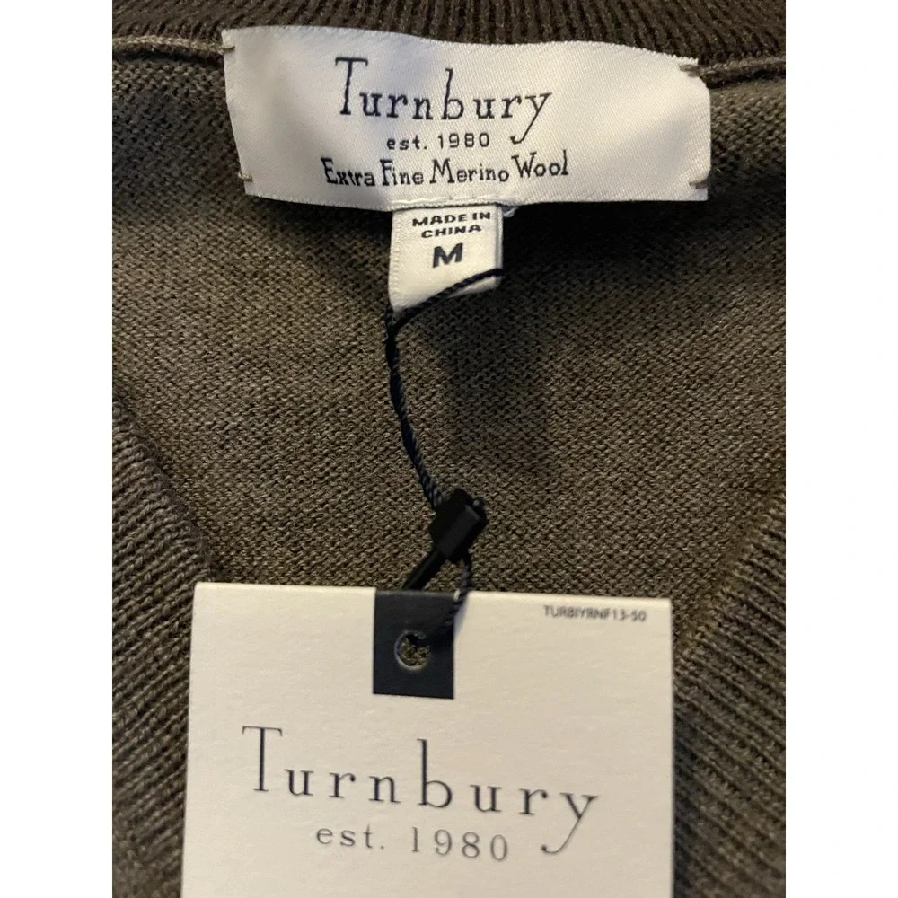 Turnbury Merino Wool V-Neck Pullover Knit Sweater Brown Medium New NWT JBHS